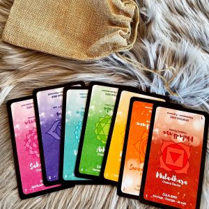 Oracle Chakra Energie 14 Cartes pour comprendre et équilibré les chakras + 1 méthode de tirage chakra + pochon peut varié